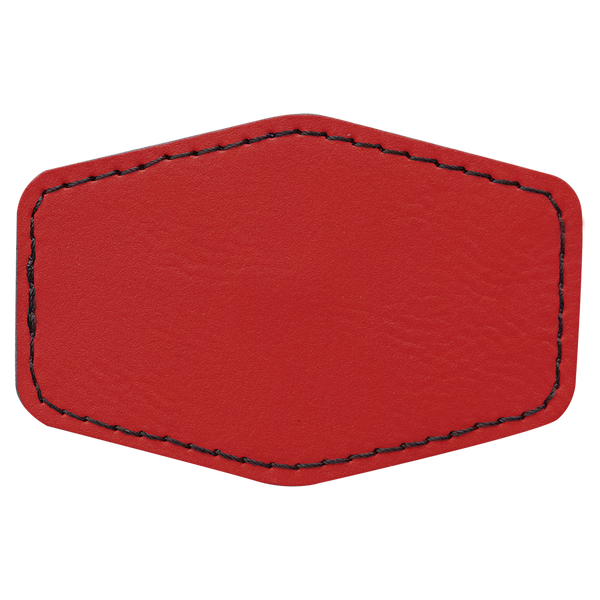 Red with Black Engraving 3x2 Hexagonal Hat Patches - Laser Engraved Leatherette