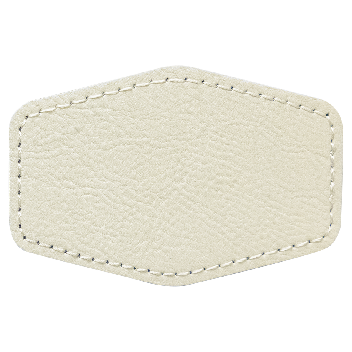 White with Black Engraving 3x2 Hexagonal Hat Patches - Laser Engraved Leatherette