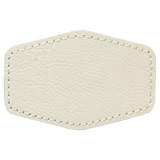 White with Black Engraving 3x2 Hexagonal Hat Patches - Laser Engraved Leatherette