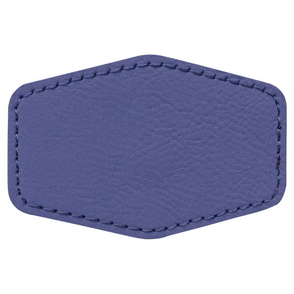 Purple with Black Engraving 3x2 Hexagonal Hat Patches - Laser Engraved Leatherette