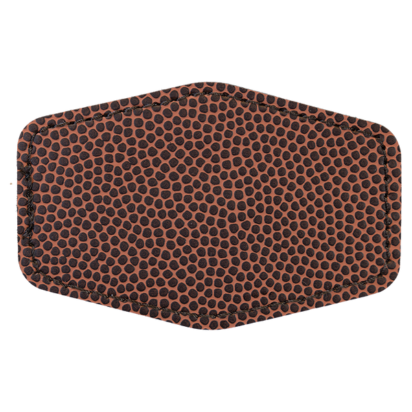 Football with Black Engraving 3x2 Hexagonal Hat Patches - Laser Engraved Leatherette