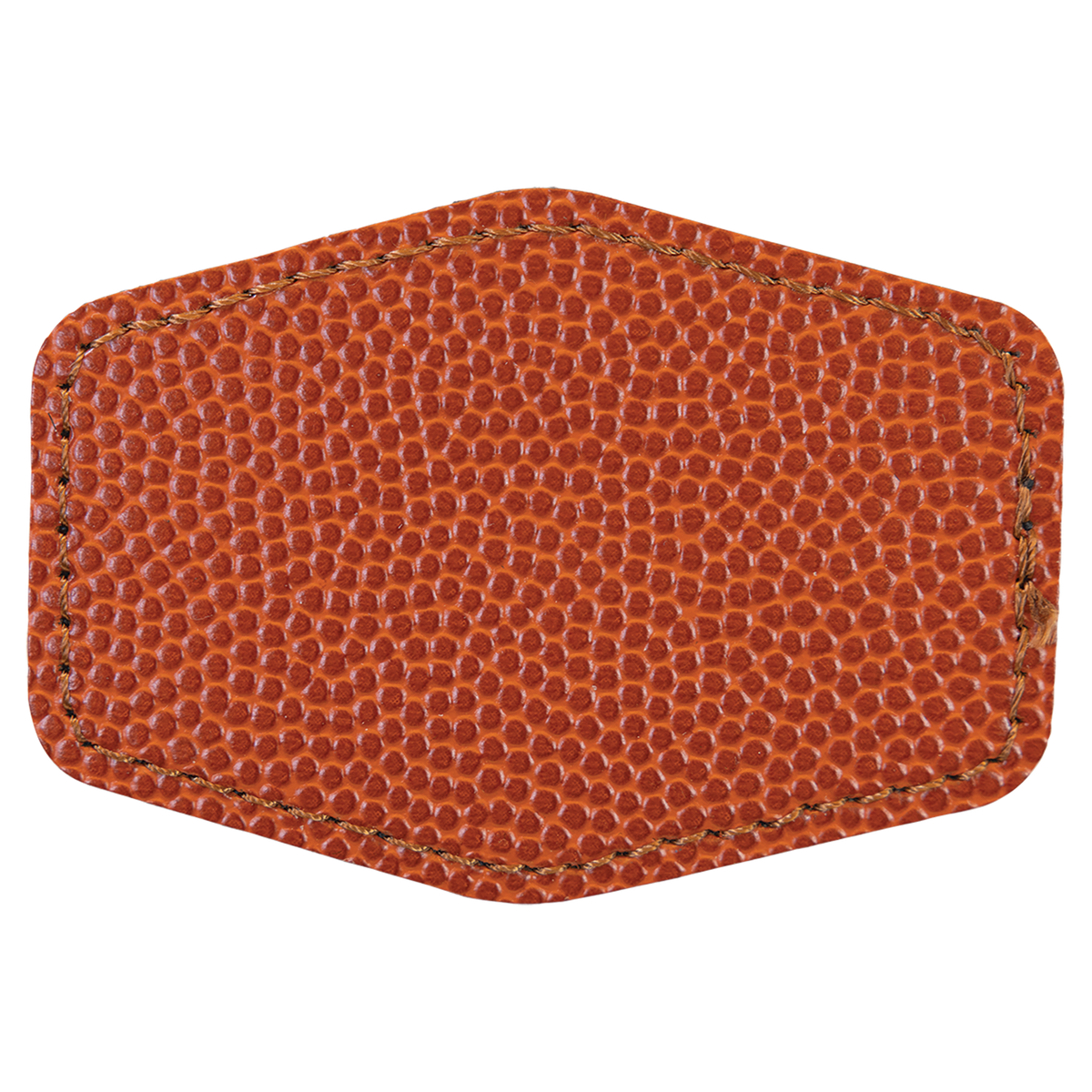Basketball with Black Engraving 3x2 Hexagonal Hat Patches - Laser Engraved Leatherette
