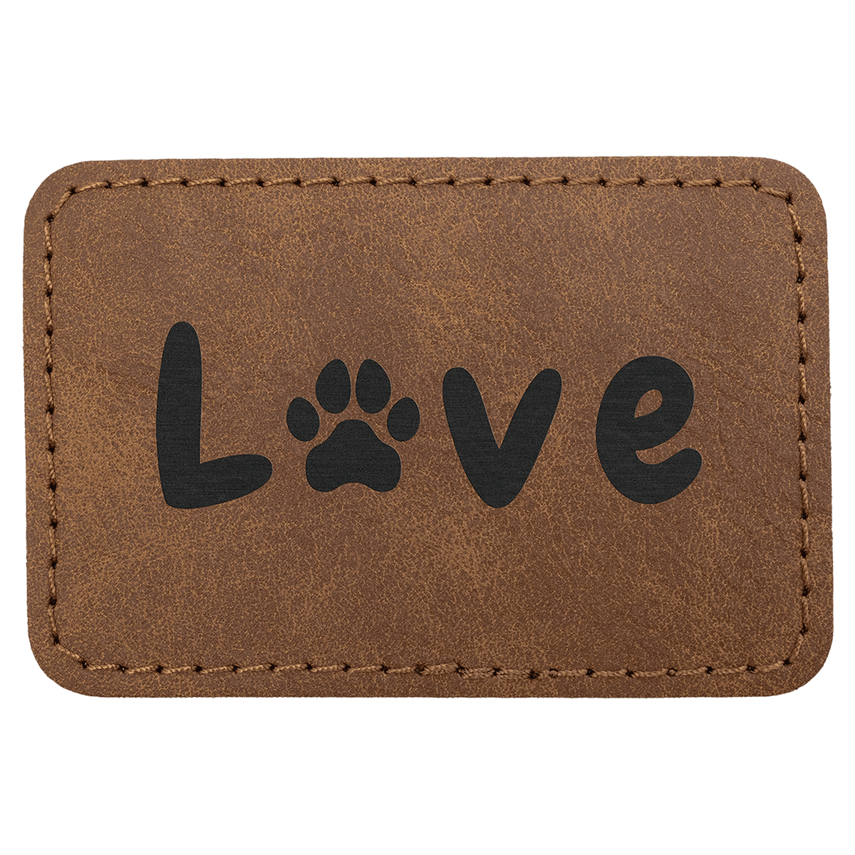 A Dark Brown 3" x 2" Premier Laserable Leatherette Rectangle Patch Adhesive - Creekside Collection