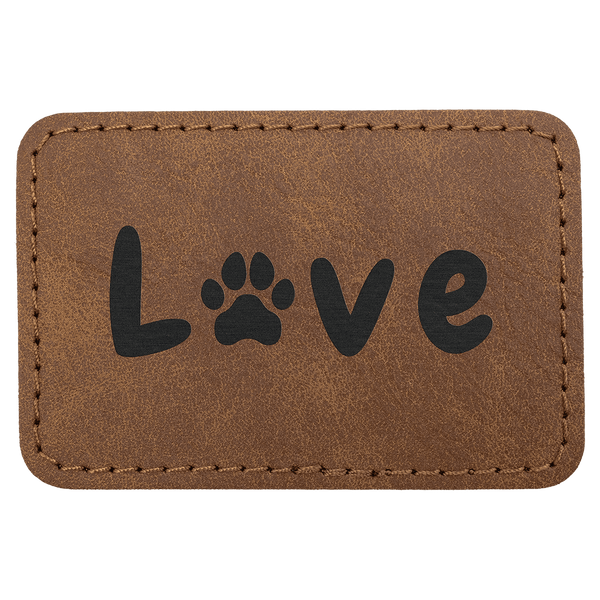 A Dark Brown 3" x 2" Premier Laserable Leatherette Rectangle Patch Adhesive - Creekside Collection