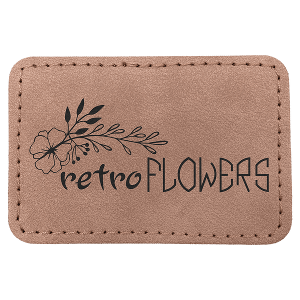 A Blush 3" x 2" Premier Laserable Leatherette Rectangle Patch Adhesive - Creekside Collection