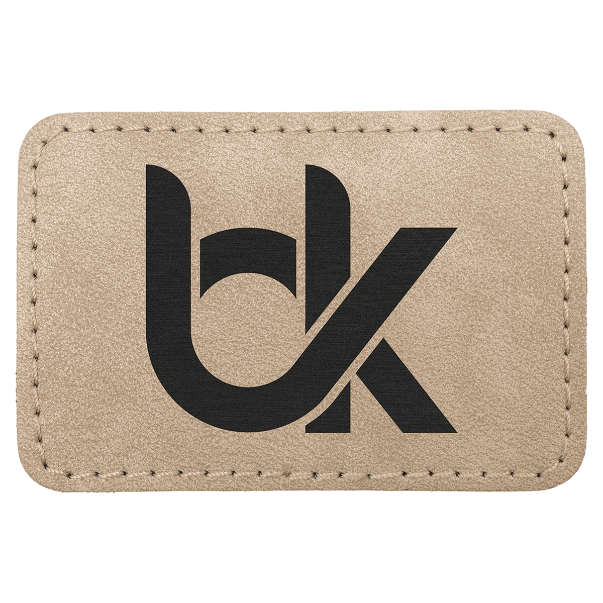 A Light Tan 3" x 2" Premier Laserable Leatherette Rectangle Patch Adhesive - Creekside Collection