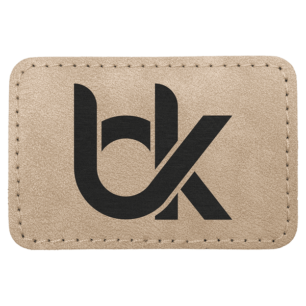 A Light Tan 3" x 2" Premier Laserable Leatherette Rectangle Patch Adhesive - Creekside Collection