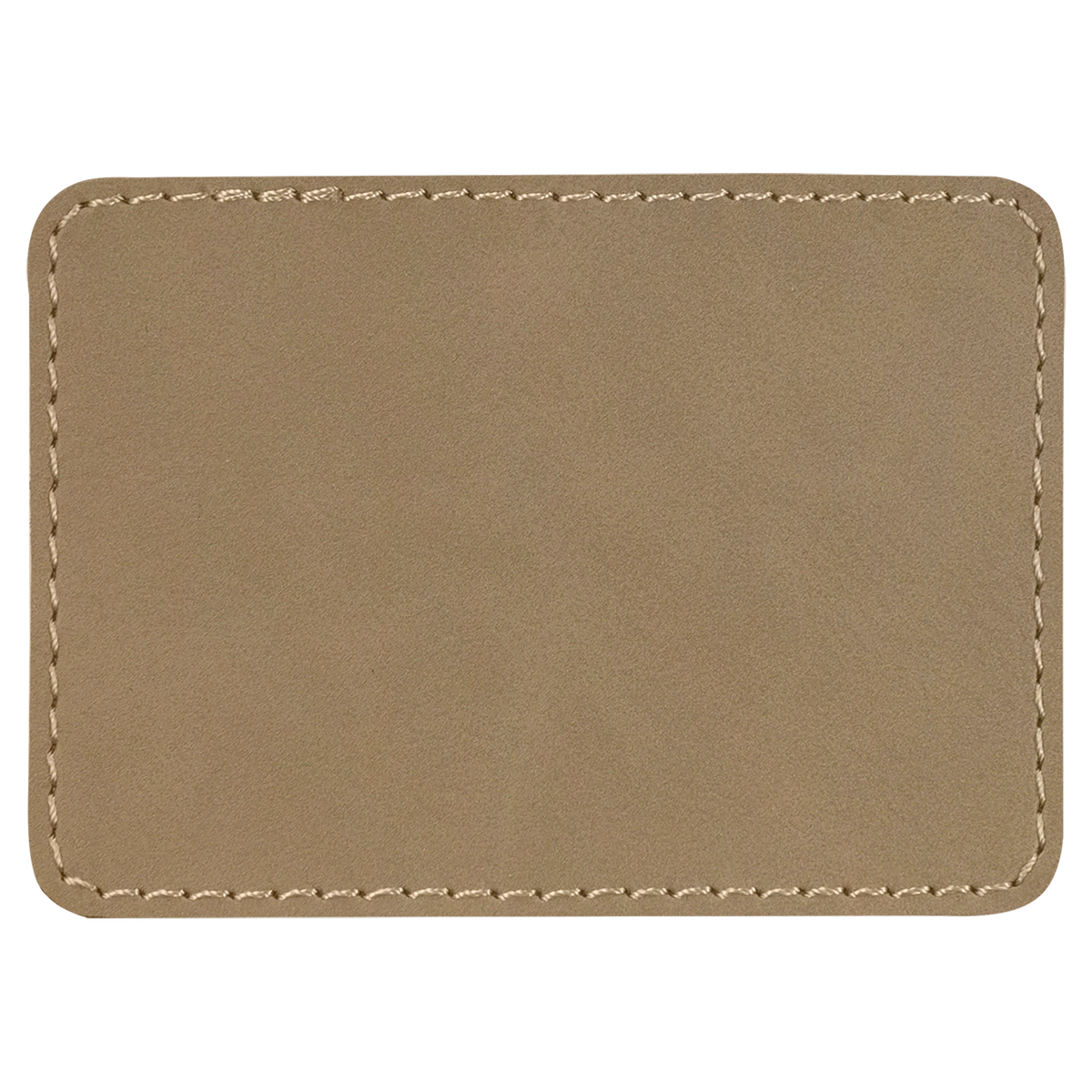 Light Brown with Black Engraving 3.5x2.5 Rectangle Hat Patches - Laser Engraved Leatherette