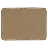 Light Brown with Black Engraving 3.5x2.5 Rectangle Hat Patches - Laser Engraved Leatherette