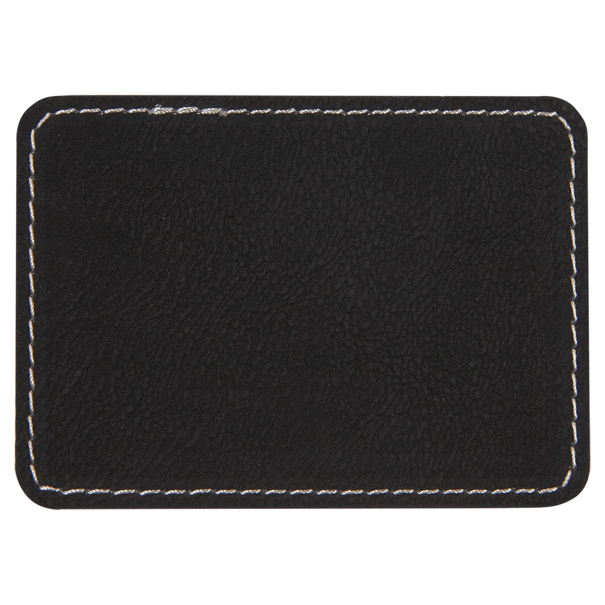 Black with Silver Engraving 3.5x2.5 Rectangle Hat Patches - Laser Engraved Leatherette