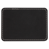 Black with Silver Engraving 3.5x2.5 Rectangle Hat Patches - Laser Engraved Leatherette