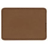 Dark Brown with Black Engraving 3.5x2.5 Rectangle Hat Patches - Laser Engraved Leatherette