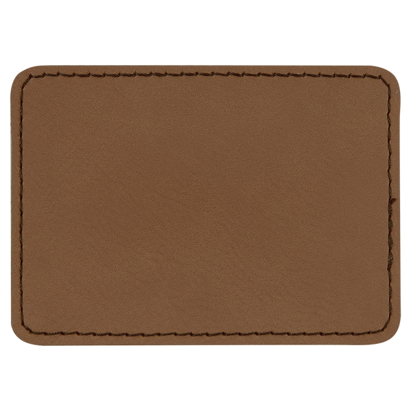 Dark Brown with Black Engraving 3.5x2.5 Rectangle Hat Patches - Laser Engraved Leatherette