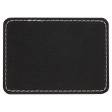 Black with Gold Engraving 3.5x2.5 Rectangle Hat Patches - Laser Engraved Leatherette