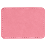 Pink with Black Engraving 3.5x2.5 Rectangle Hat Patches - Laser Engraved Leatherette