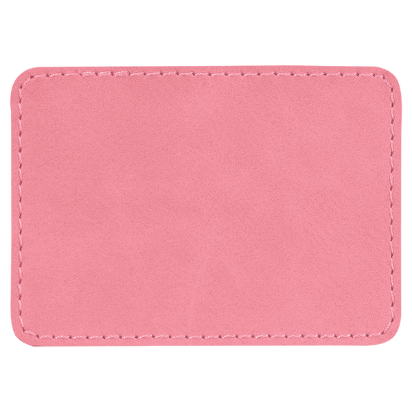 Pink with Black Engraving 3.5x2.5 Rectangle Hat Patches - Laser Engraved Leatherette