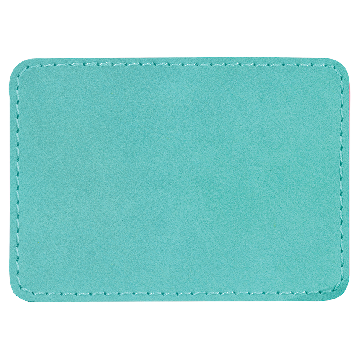 Teal with Black Engraving 3.5x2.5 Rectangle Hat Patches - Laser Engraved Leatherette
