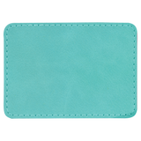 Teal with Black Engraving 3.5x2.5 Rectangle Hat Patches - Laser Engraved Leatherette