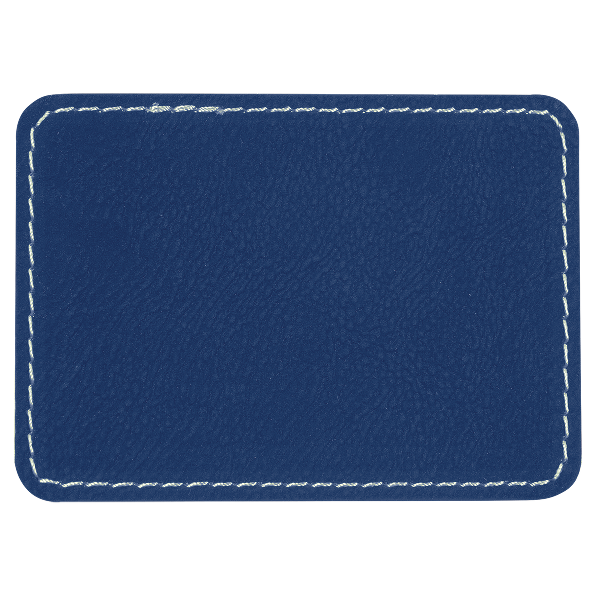 Blue with Silver Engraving 3.5x2.5 Rectangle Hat Patches - Laser Engraved Leatherette
