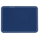 Blue with Silver Engraving 3.5x2.5 Rectangle Hat Patches - Laser Engraved Leatherette