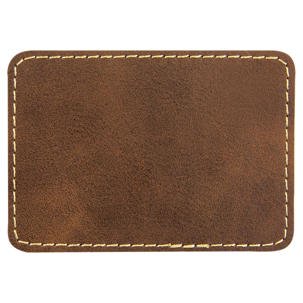 Rustic with Gold Engraving 3.5x2.5 Rectangle Hat Patches - Laser Engraved Leatherette