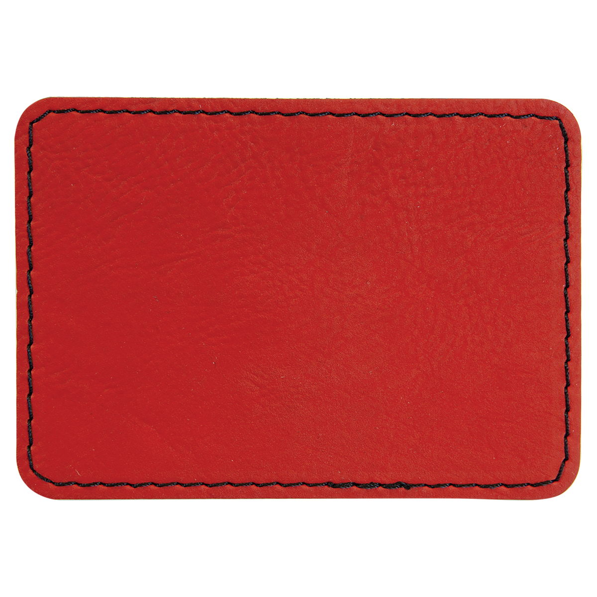 Red with Black Engraving 3.5x2.5 Rectangle Hat Patches - Laser Engraved Leatherette