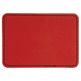 Red with Black Engraving 3.5x2.5 Rectangle Hat Patches - Laser Engraved Leatherette