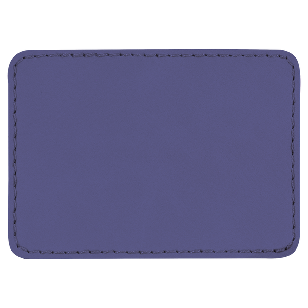 Purple with Black Engraving 3.5x2.5 Rectangle Hat Patches - Laser Engraved Leatherette