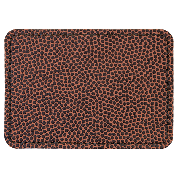 Football with Black Engraving 3.5x2.5 Rectangle Hat Patches - Laser Engraved Leatherette