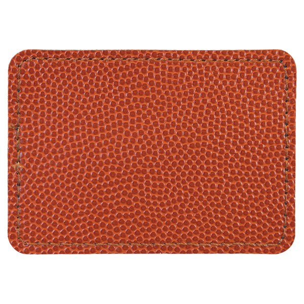 Basketball with Black Engraving 3.5x2.5 Rectangle Hat Patches - Laser Engraved Leatherette