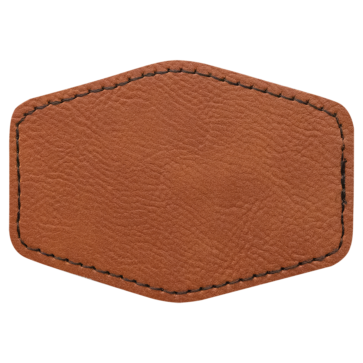 Rawhide with Black Engraving 3.5x2.5 Hexagonal Hat Patches - Laser Engraved Leatherette