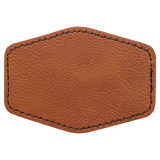 Rawhide with Black Engraving 3.5x2.5 Hexagonal Hat Patches - Laser Engraved Leatherette