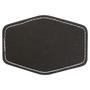 Black with Silver Engraving 3.5x2.5 Hexagonal Hat Patches - Laser Engraved Leatherette