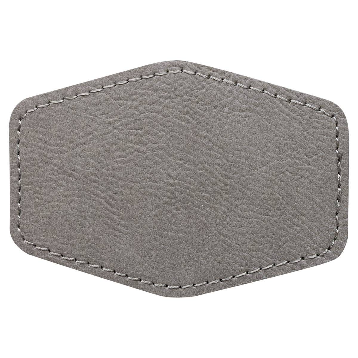 Gray with Black Engraving 3.5x2.5 Hexagonal Hat Patches - Laser Engraved Leatherette