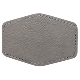 Gray with Black Engraving 3.5x2.5 Hexagonal Hat Patches - Laser Engraved Leatherette