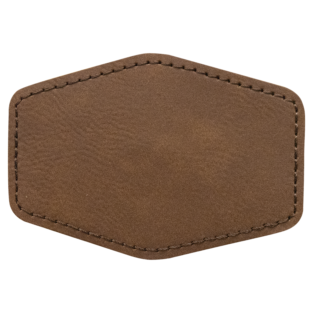 Dark Brown with Black Engraving 3x2 Hexagonal Hat Patches - Laser Engraved Leatherette