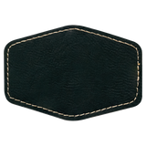 Black with Gold Engraving 3.5x2.5 Hexagonal Hat Patches - Laser Engraved Leatherette