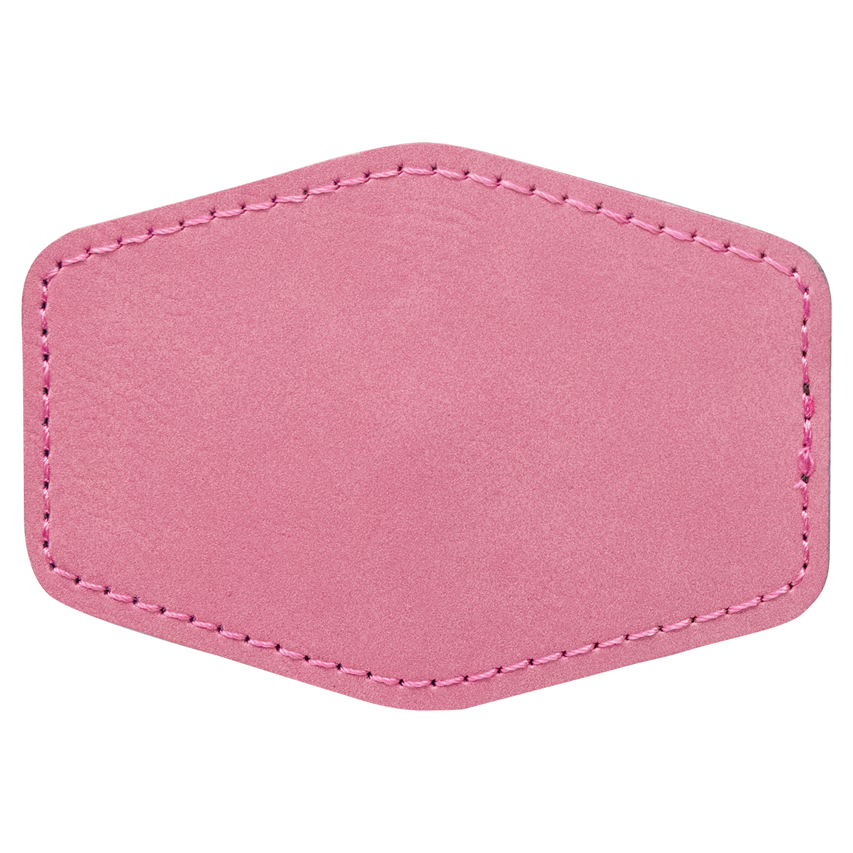 Pink with Black Engraving 3.5x2.5 Hexagonal Hat Patches - Laser Engraved Leatherette