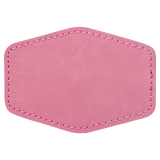 Pink with Black Engraving 3.5x2.5 Hexagonal Hat Patches - Laser Engraved Leatherette
