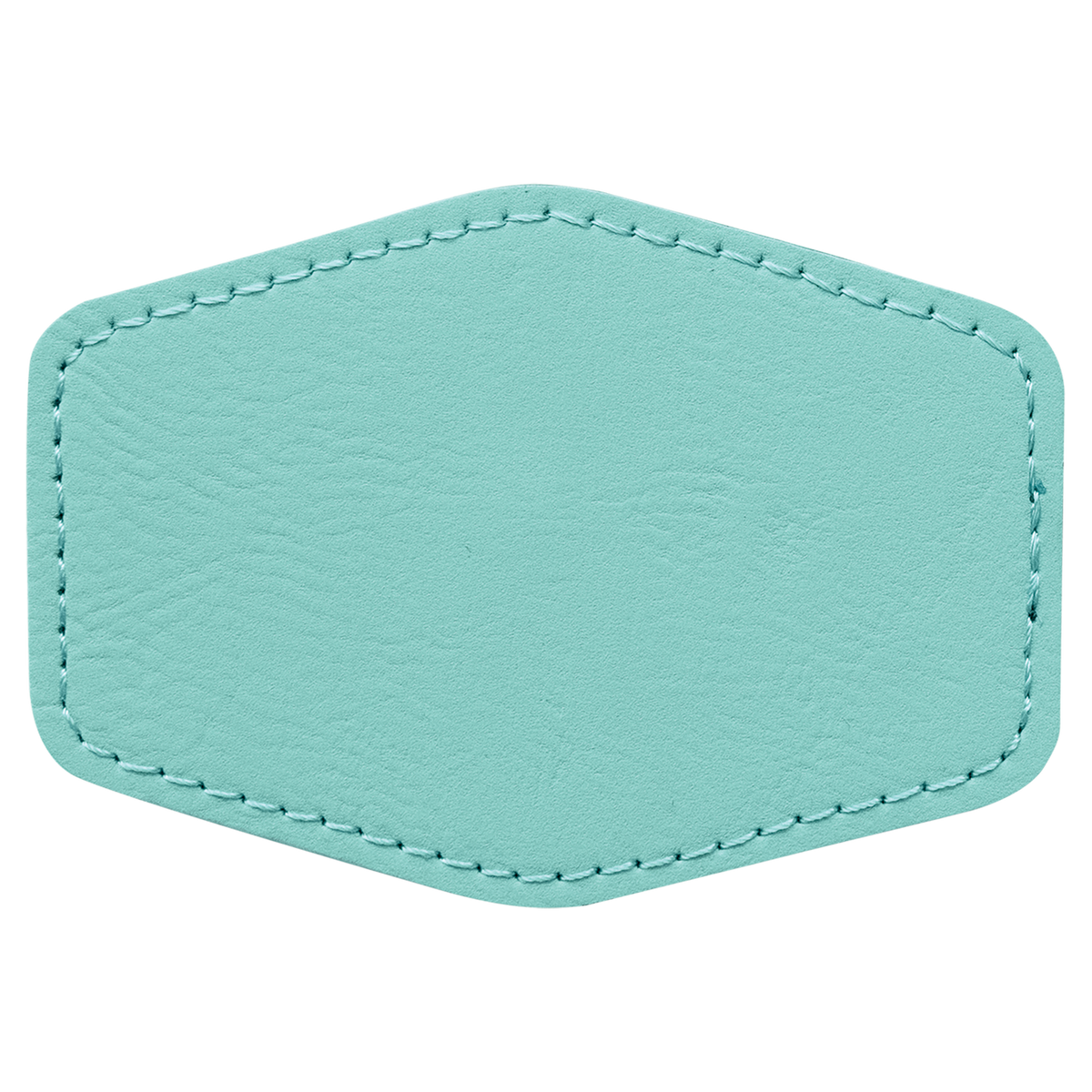 Teal with Black Engraving 3.5x2.5 Hexagonal Hat Patches - Laser Engraved Leatherette
