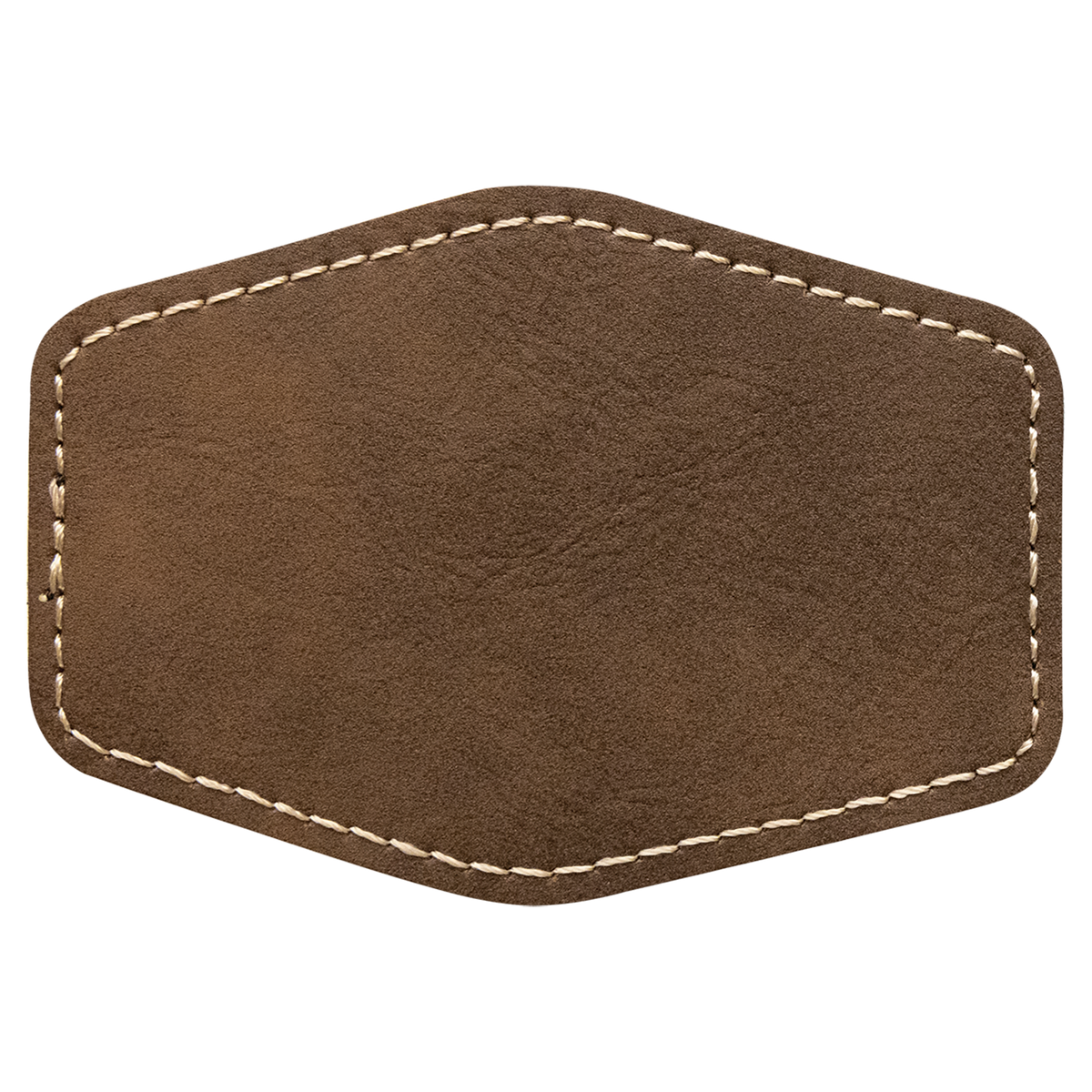 Rustic with Gold Engraving 3.5x2.5 Hexagonal Hat Patches - Laser Engraved Leatherette