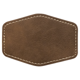 Rustic with Gold Engraving 3.5x2.5 Hexagonal Hat Patches - Laser Engraved Leatherette