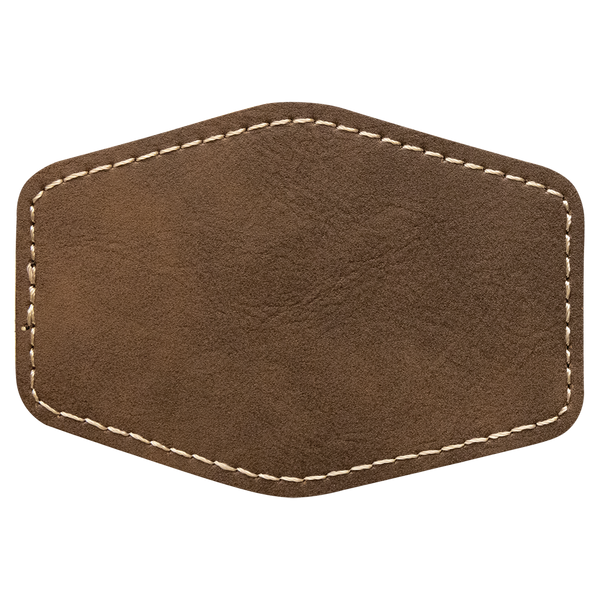 Rustic with Gold Engraving 3.5x2.5 Hexagonal Hat Patches - Laser Engraved Leatherette
