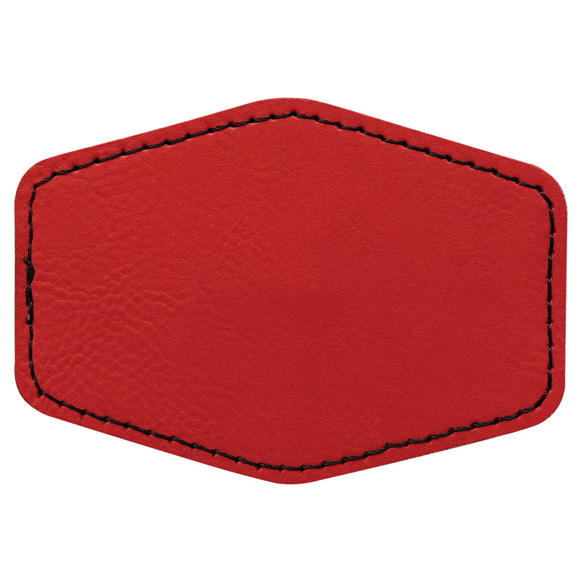 Red with Black Engraving 3.5x2.5 Hexagonal Hat Patches - Laser Engraved Leatherette