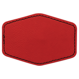 Red with Black Engraving 3.5x2.5 Hexagonal Hat Patches - Laser Engraved Leatherette