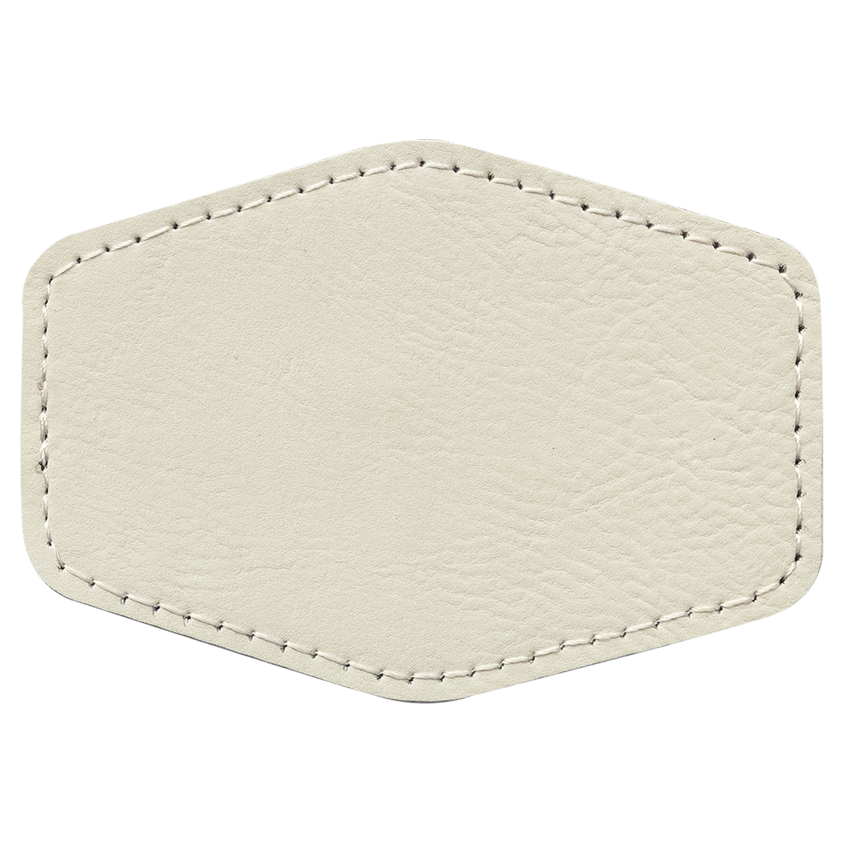 White with Black Engraving 3.5x2.5 Hexagonal Hat Patches - Laser Engraved Leatherette