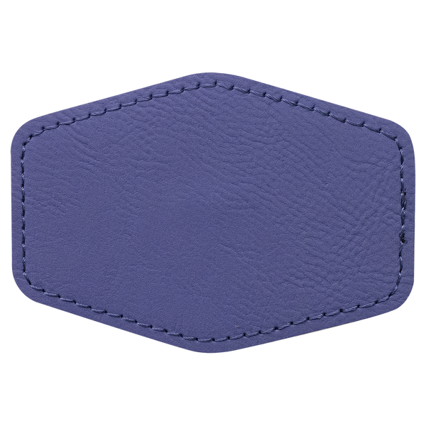 Purple with Black Engraving 3.5x2.5 Hexagonal Hat Patches - Laser Engraved Leatherette
