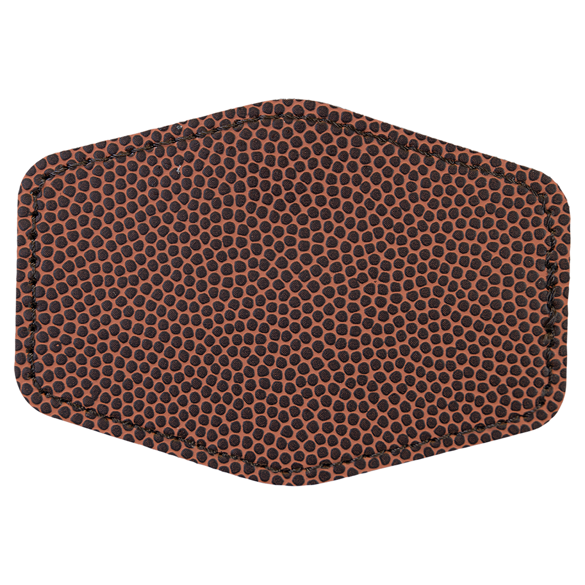 Football with Black Engraving 3.5x2.5 Hexagonal Hat Patches - Laser Engraved Leatherette