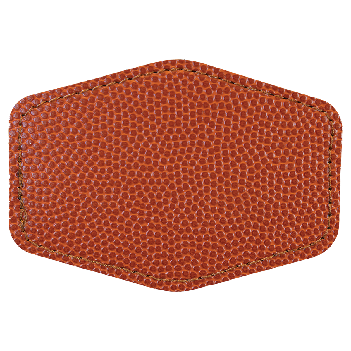 Basketball with Black Engraving 3.5x2.5 Hexagonal Hat Patches - Laser Engraved Leatherette