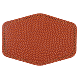 Basketball with Black Engraving 3.5x2.5 Hexagonal Hat Patches - Laser Engraved Leatherette